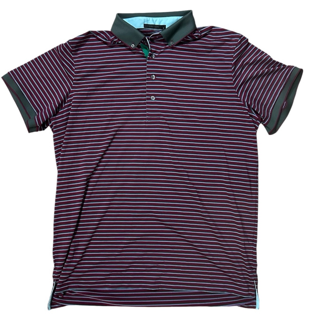 Greyson Maroon and White Striped Polo Shirt